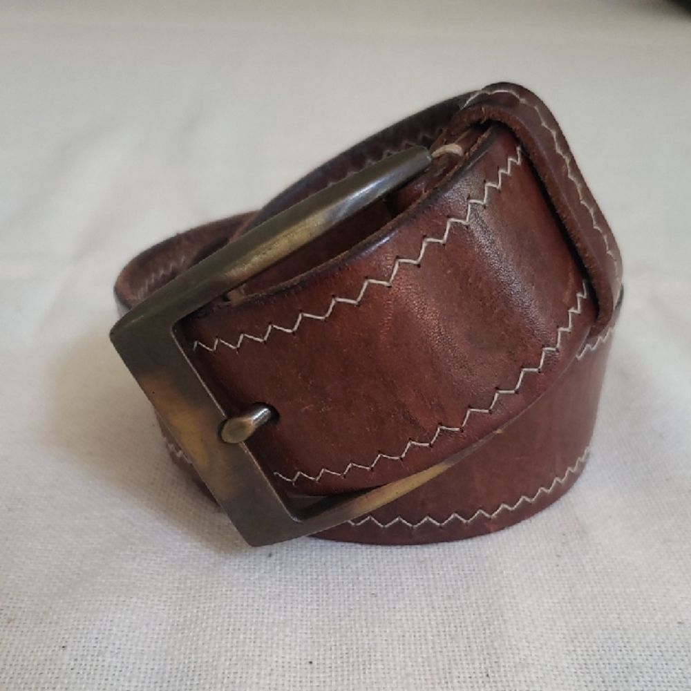 Genuine Leather Belt Mens 38 Rustic 1.5" Western Casual